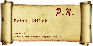 Pritz Márk névjegykártya